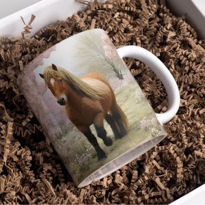 Handmade Felted Horse Coffee Cup | New 15oz Sublimated Coffee Mug